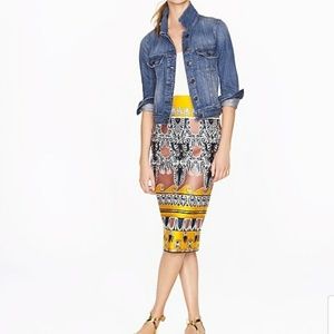 J crew Collection scroll print pencil skirt